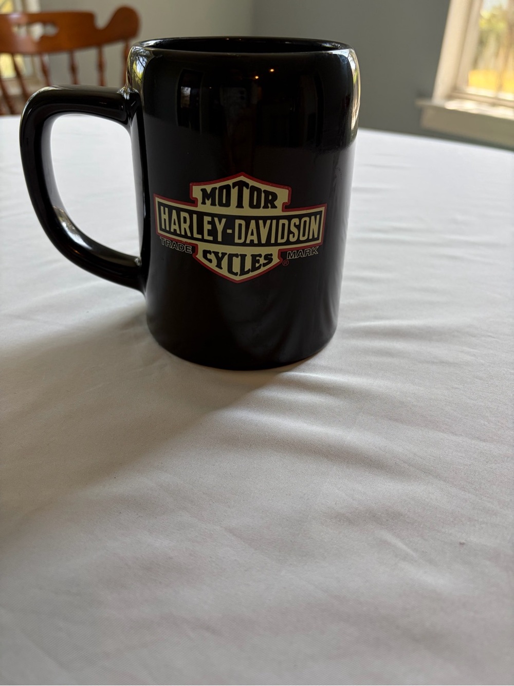 Harley-Davidson Black Ceramic Mug with Orange and Cream Logo